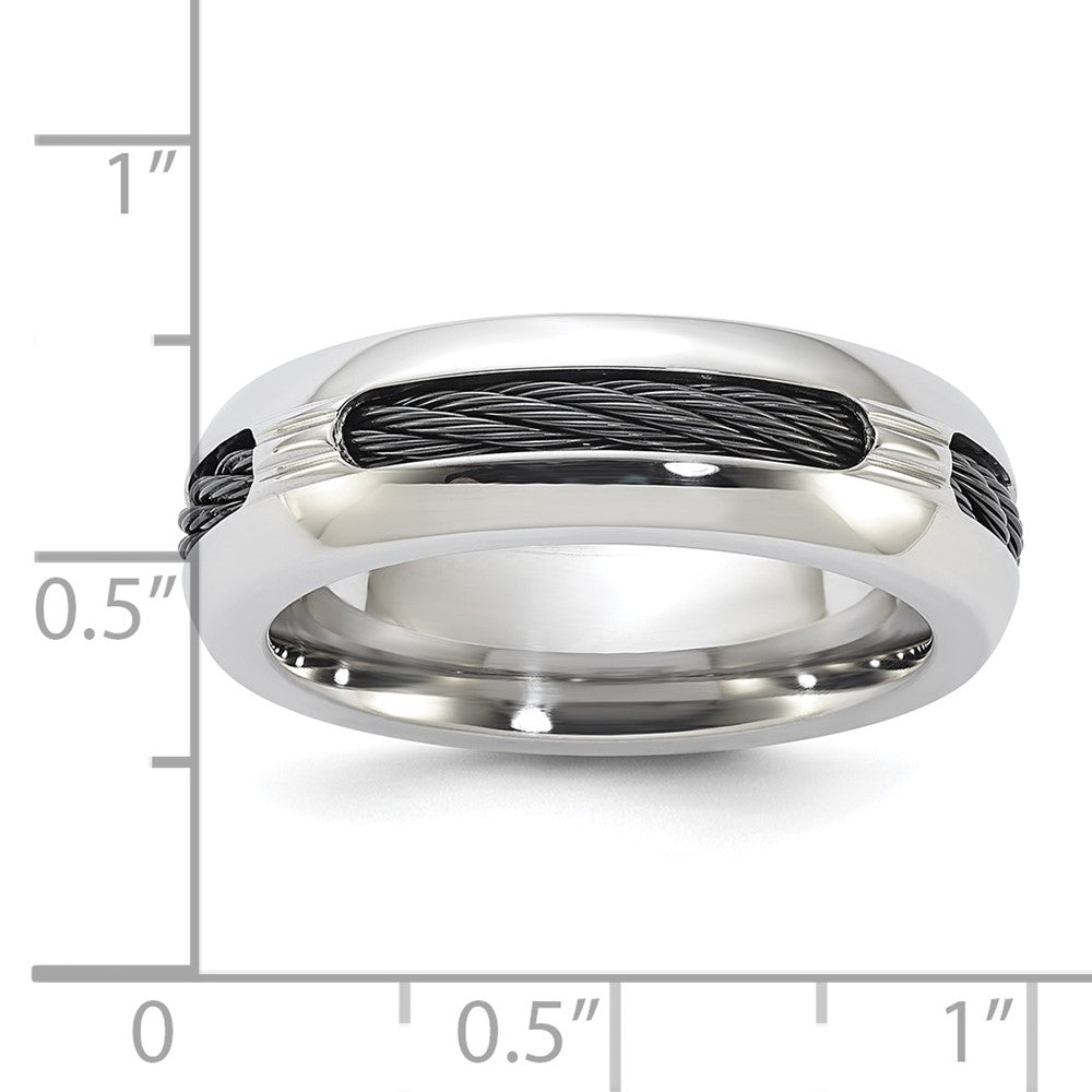 Edward Mirell Steel & Cable Polished 7mm Ring