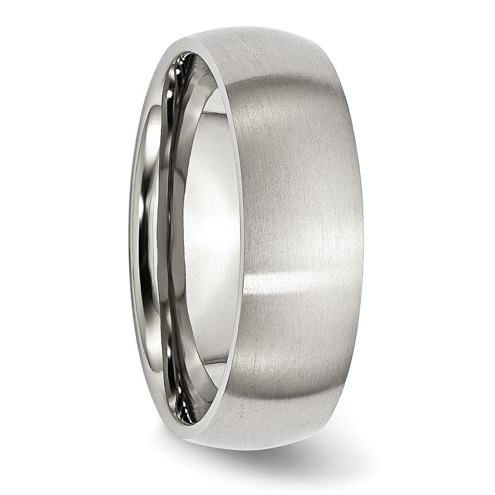 Stainless Steel Brushed 7mm Half Round Band Size - 8.5