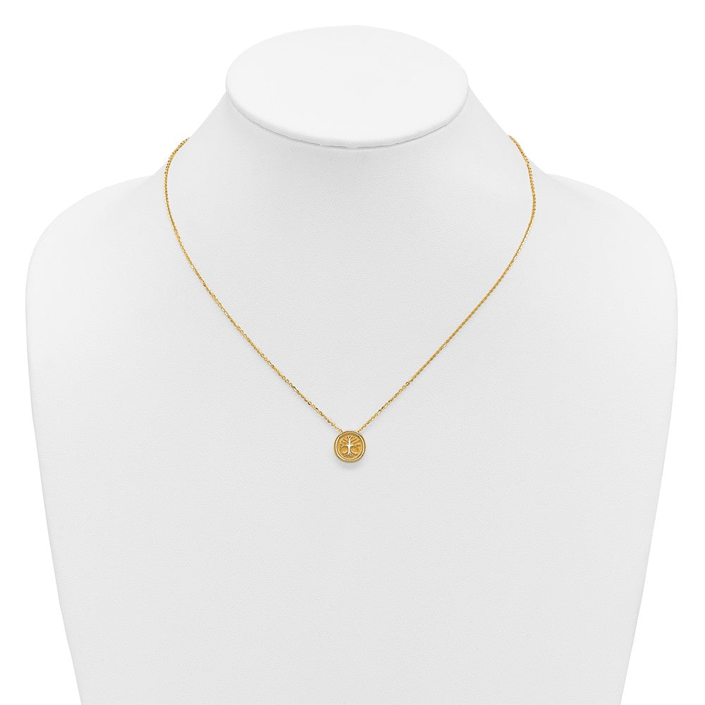 14K Polished and Satin Tree of Life Necklace