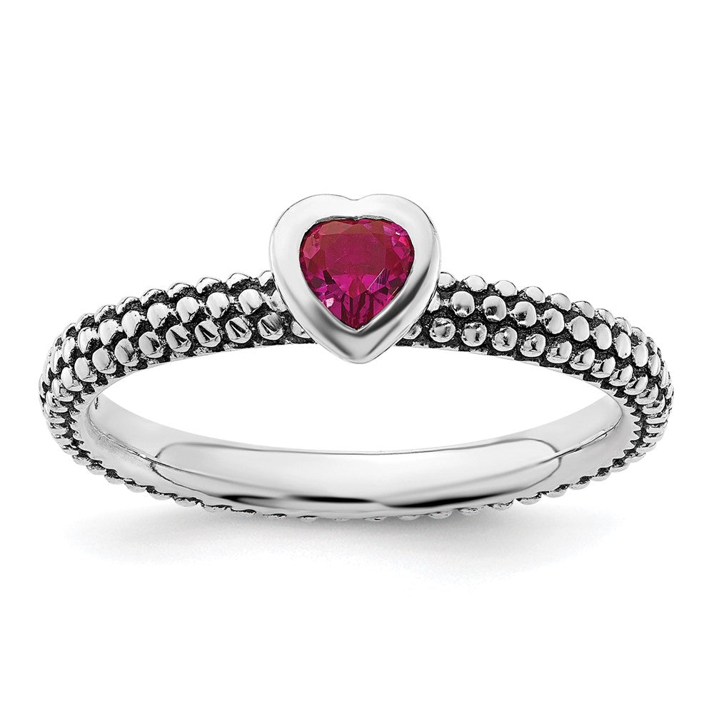 Sterling Silver Stackable Expressions Polished Cr.R Heart Ring Size -10
