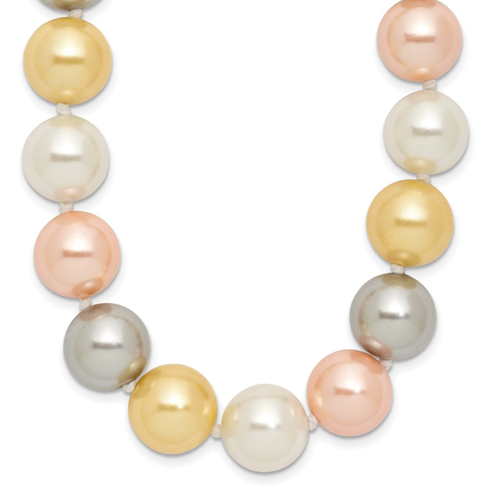Majestik Sterling Silver Rhodium-plated 12-13mm Multi-Color Imitation Shell Pearl Hand-knotted Necklace 18 Inches