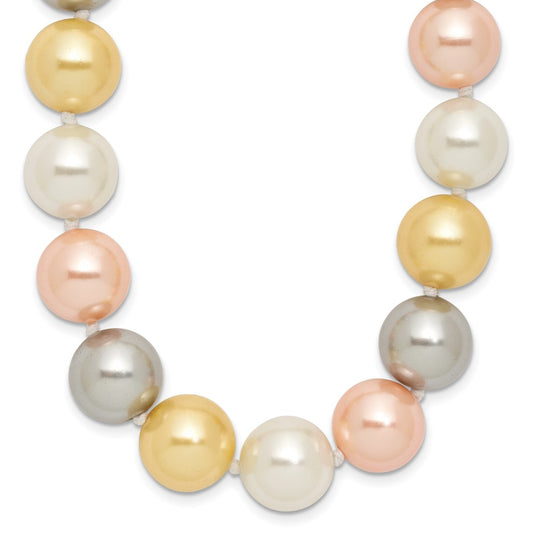 Majestik Sterling Silver Rhodium-plated 12-13mm Multi-Color Imitation Shell Pearl Hand-knotted Necklace 18 Inches