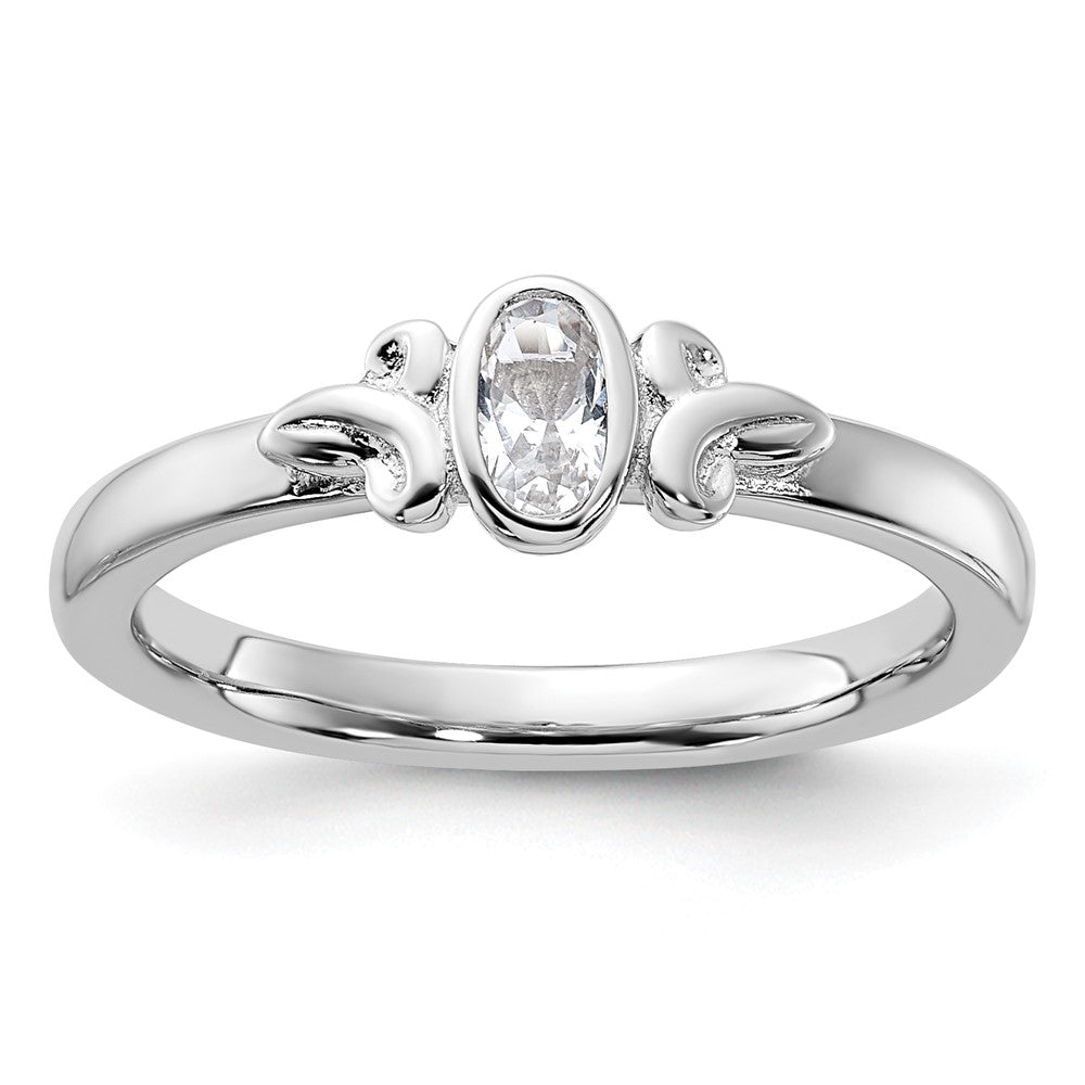 Sterling Silver Stackable Expressions Created White Sapphire Ring Size -8