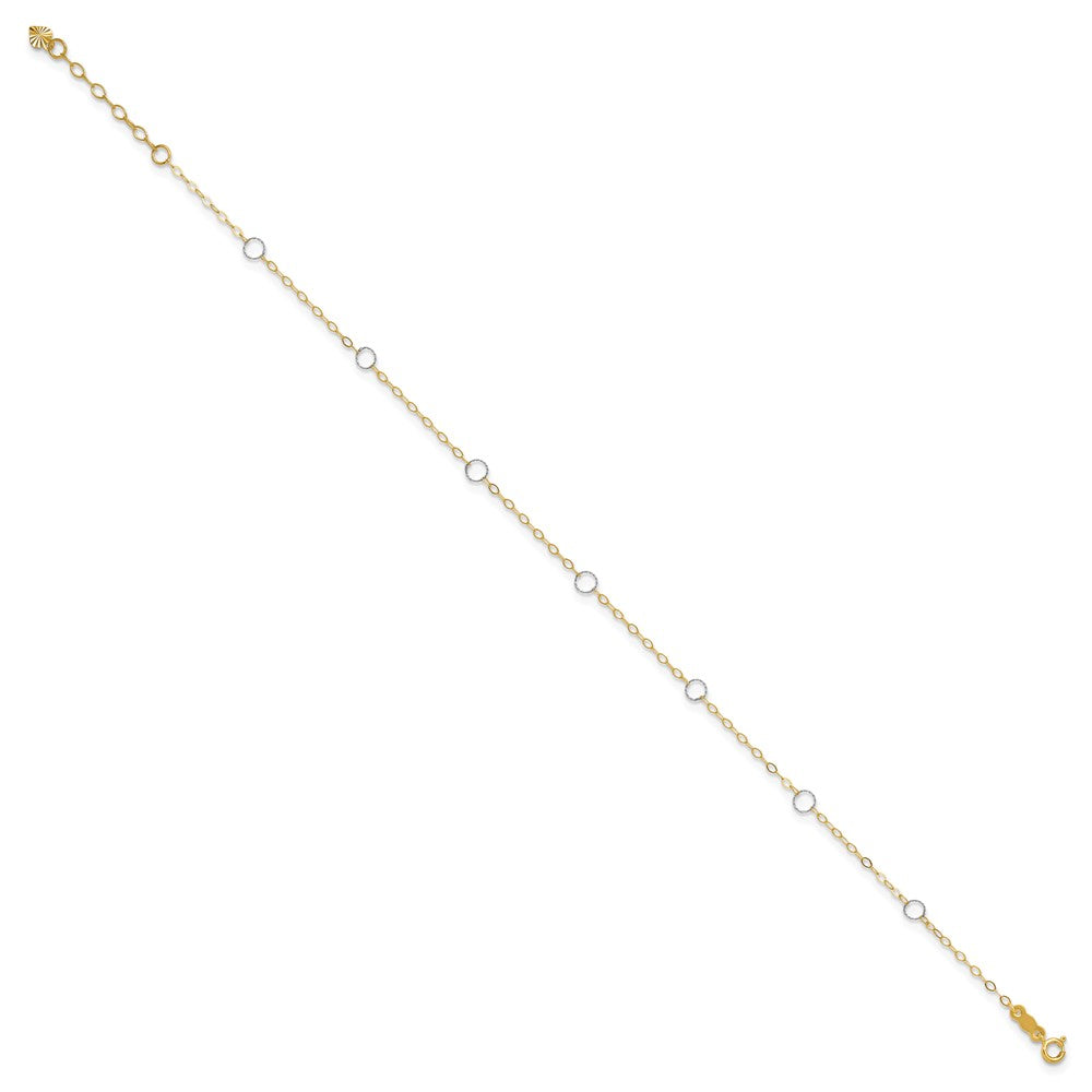 14k Two-Tone Circle 10in Plus 1in ext  Anklet