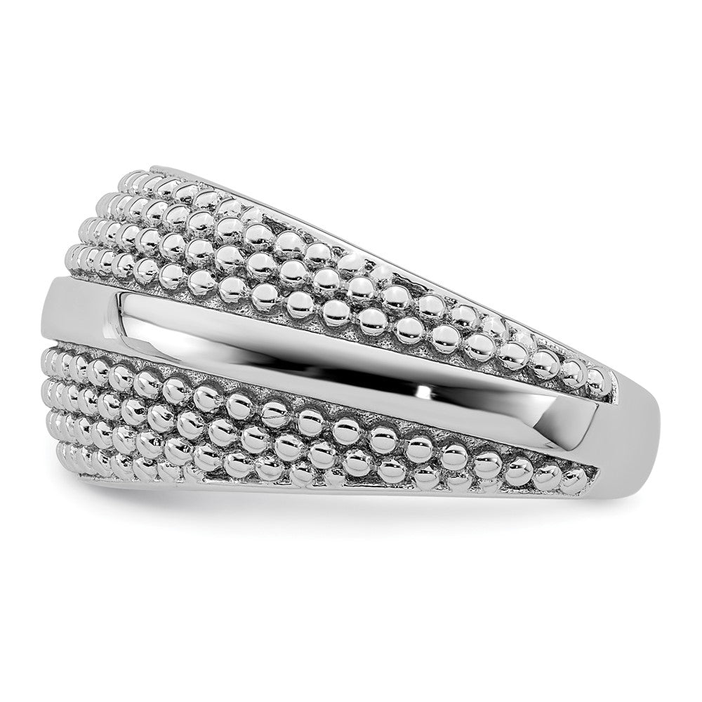 Sterling Silver Rhodium Plated Textured Ring