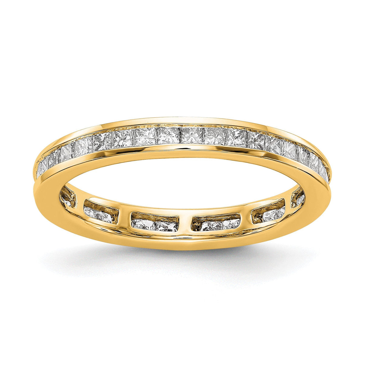 14k White Gold Polished Size 8.5 Channel-set 1 carat Princess Diamond Complete Eternity Band