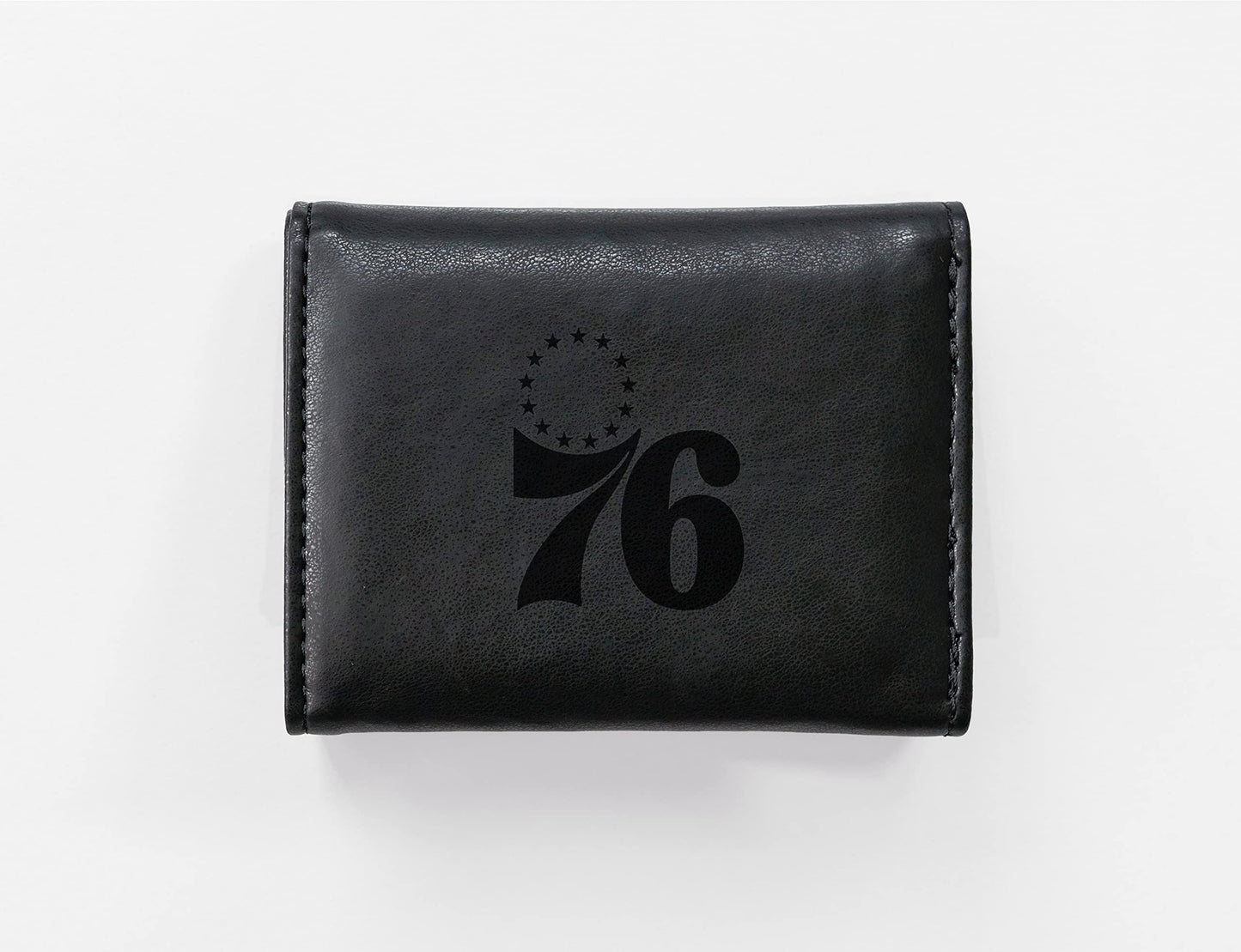 Basketball Rico Industries Philadelphia 76ers Black Laser Engraved Trifold Laser Engraved Tri-Fold Wallet - Men's Accessory