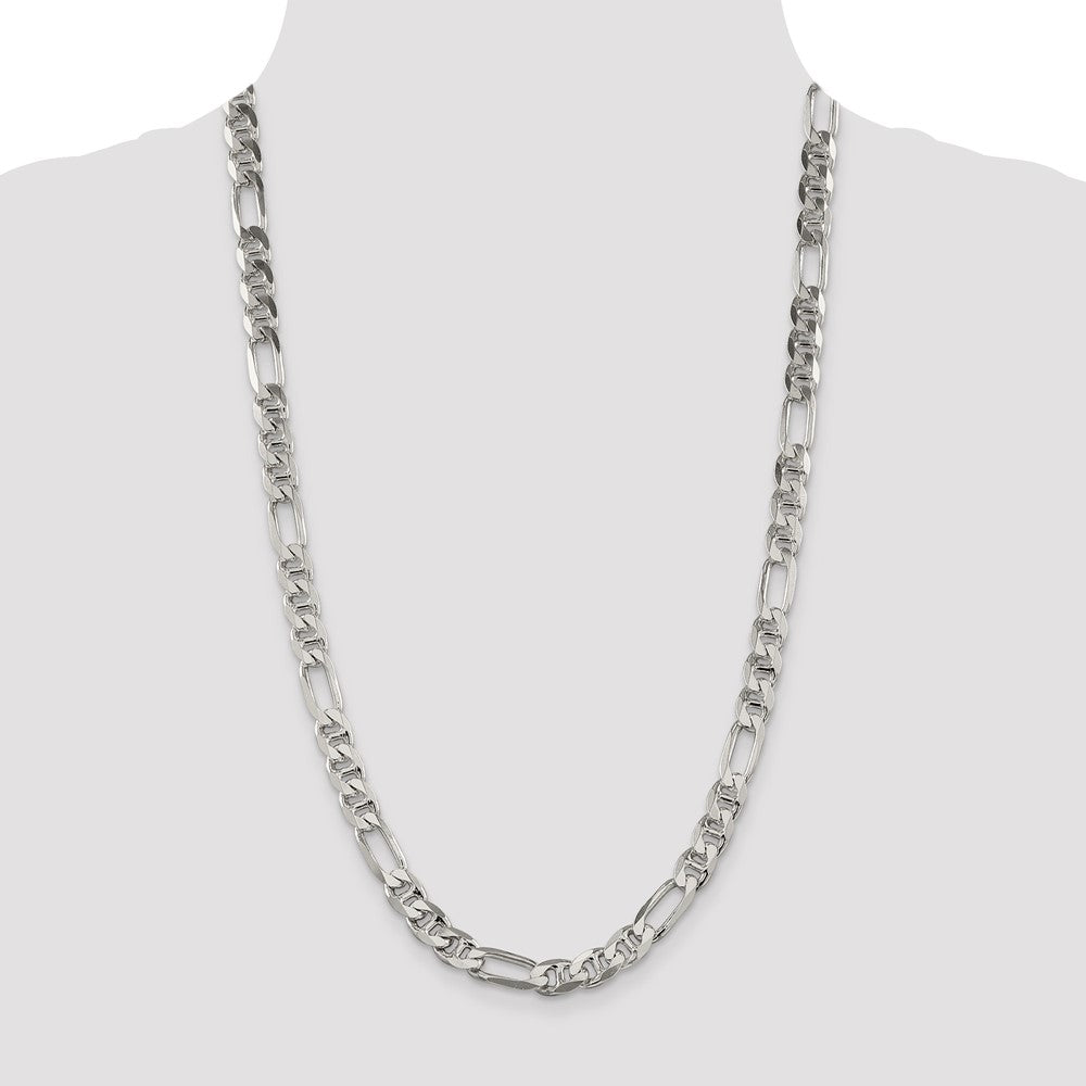 Sterling Silver 8.25mm Figaro Anchor Chain 26 Inches