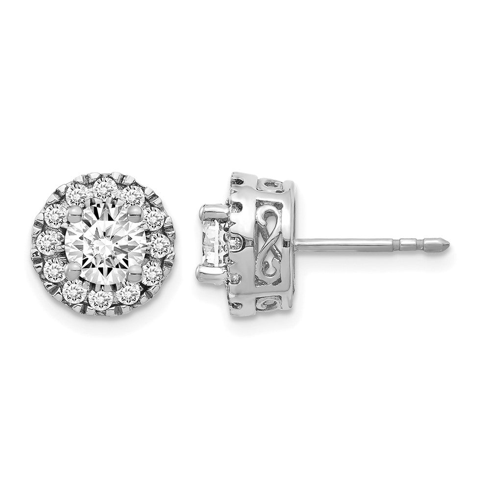 14K White Gold 1/2 Carat Diamond Semi-Mount Halo Stud Earrings (Holds 2 x 6.5mm Stones)
