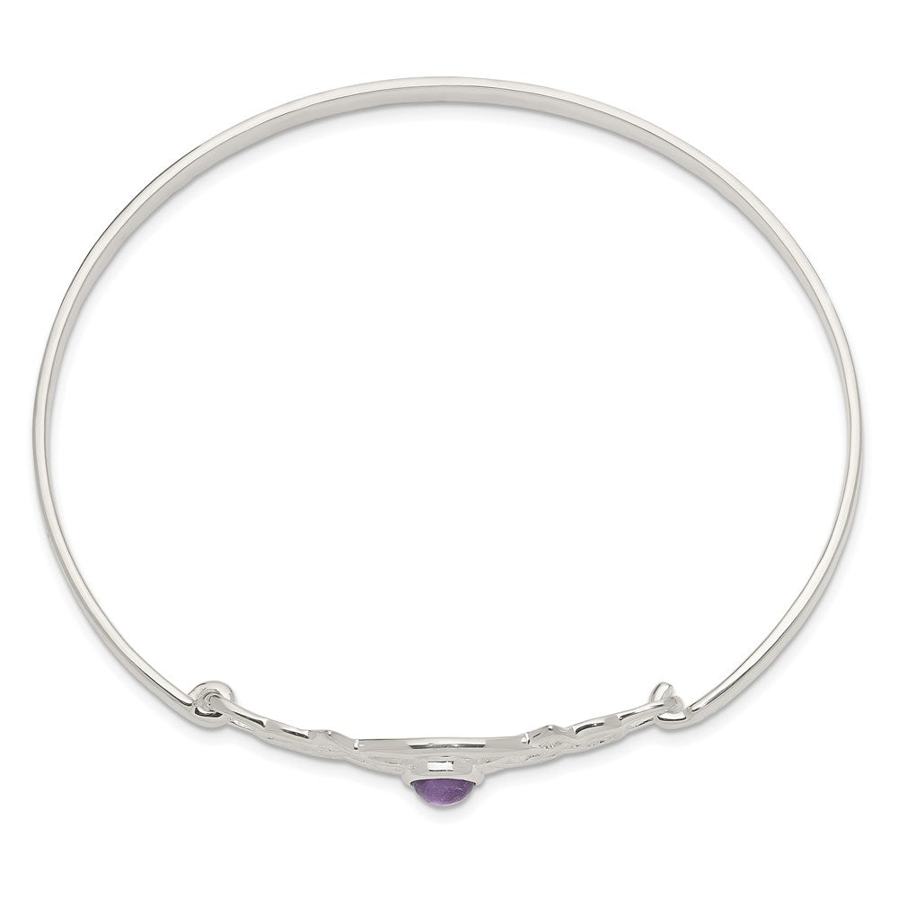 Sterling Silver Amethyst Celtic Knot Bangle Bracelet 7.25 inches