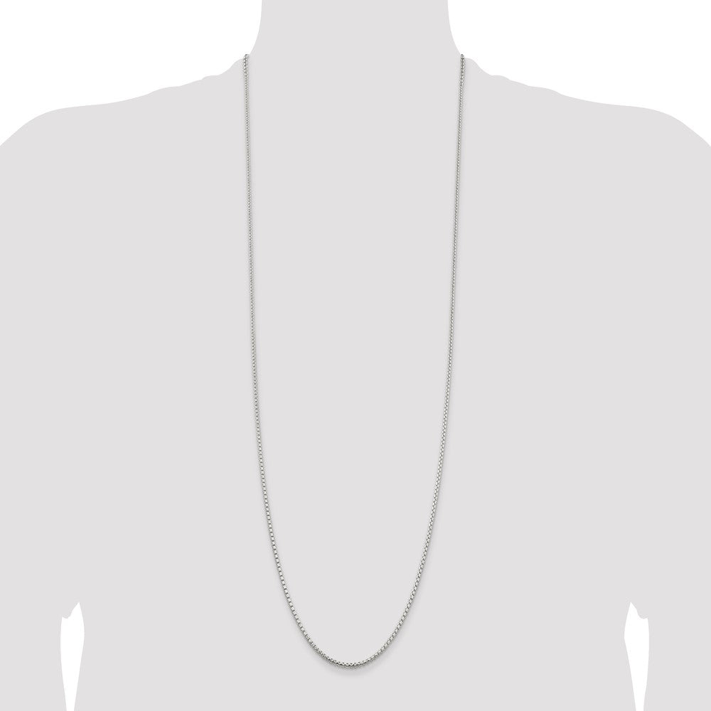 Sterling Silver 2mm Diamond-cut Round Box Chain 36 Inches