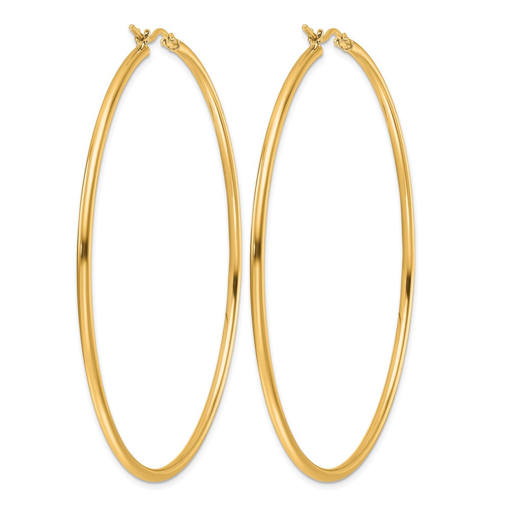 14K Gold Polished 2x65mm Hoop Earrings