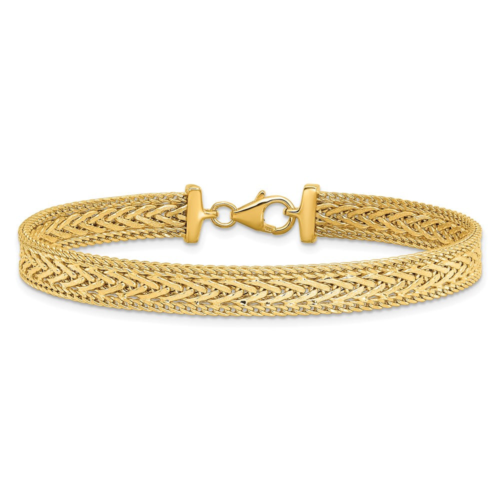 14K Polished and Textured Braided Bracelet 7.5  inches
