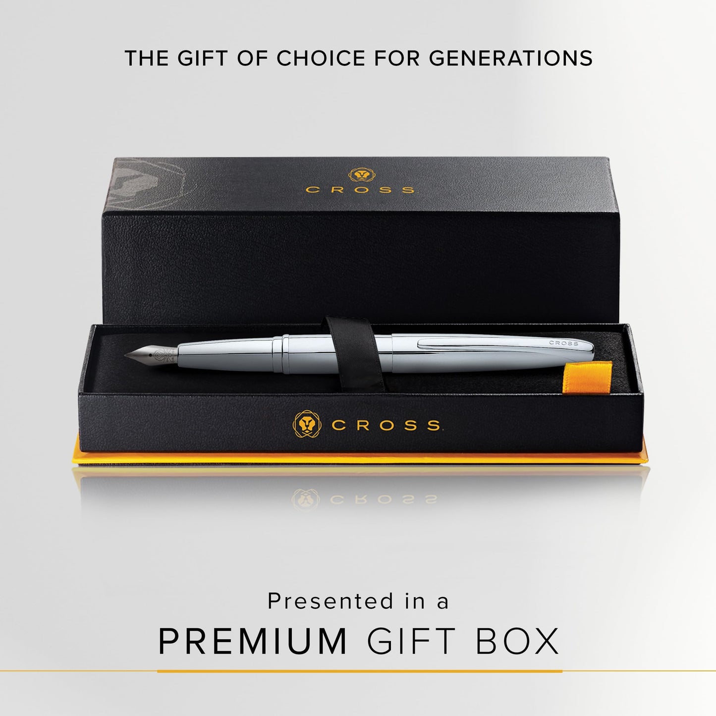 Cross ATX Refillable Fountain Pen, Medium Nib, Includes Premium Gift Box - Pure Chrome