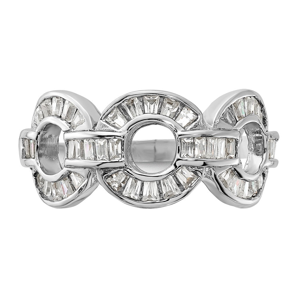 Sterling Silver Polished Fancy CZ Circle Link Ring