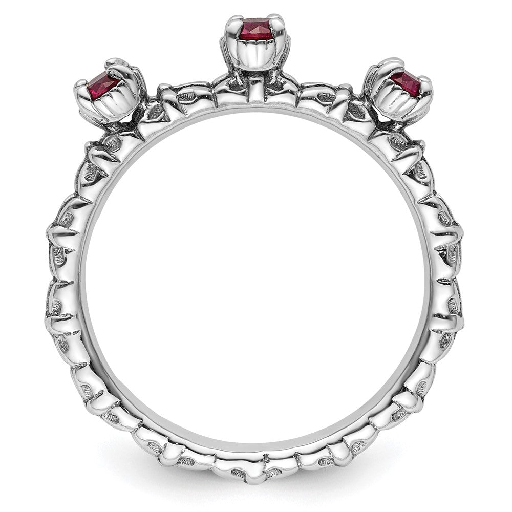 Sterling Silver Stackable Expressions Created Ruby Three Stone Ring Size -8