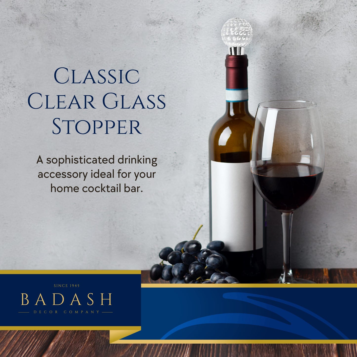Badash Crystal Golf Ball Silver-tone Wine Stopper QGM6116