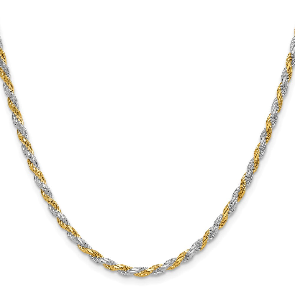 Sterling Silver And Vermeil 2.5mm Diamond-cut Rope Chain 20 Inches