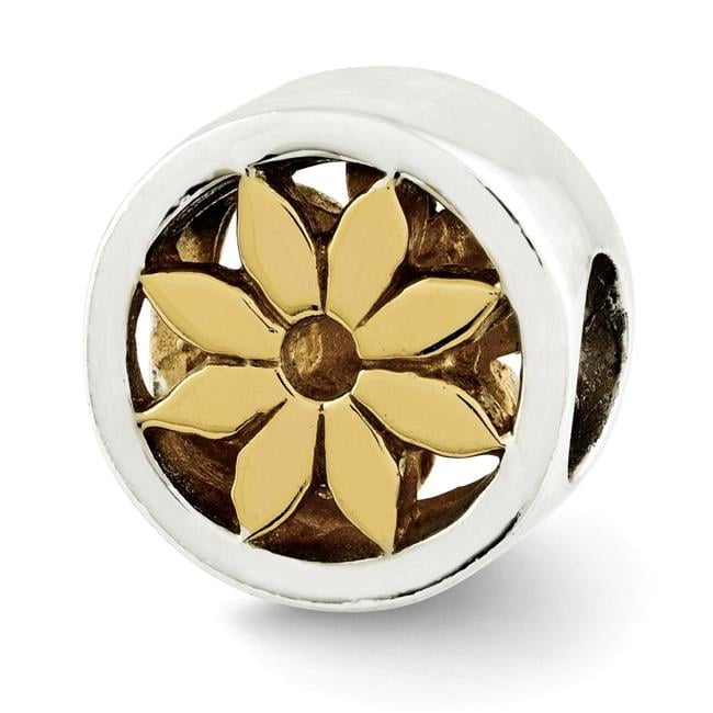 Sterling Silver Reflections Gold-plated Flower Bead