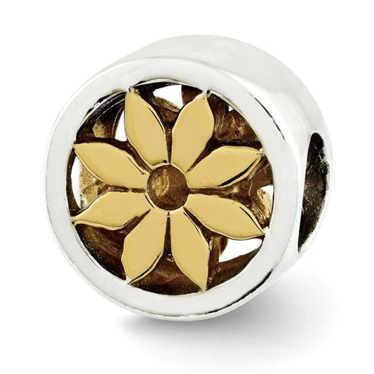 Sterling Silver Reflections Gold-plated Flower Bead
