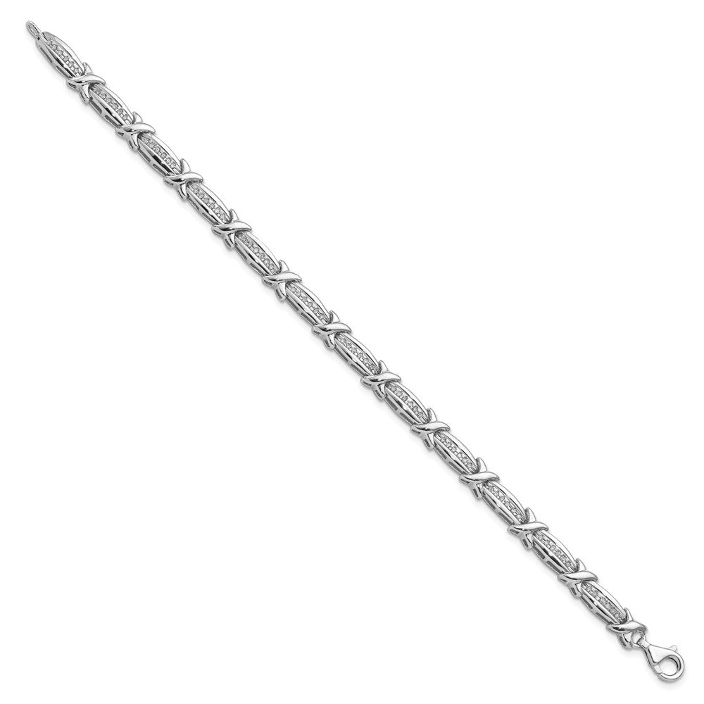 Sterling Silver Rhodium-plated Diam. Bracelet 7.25 inches