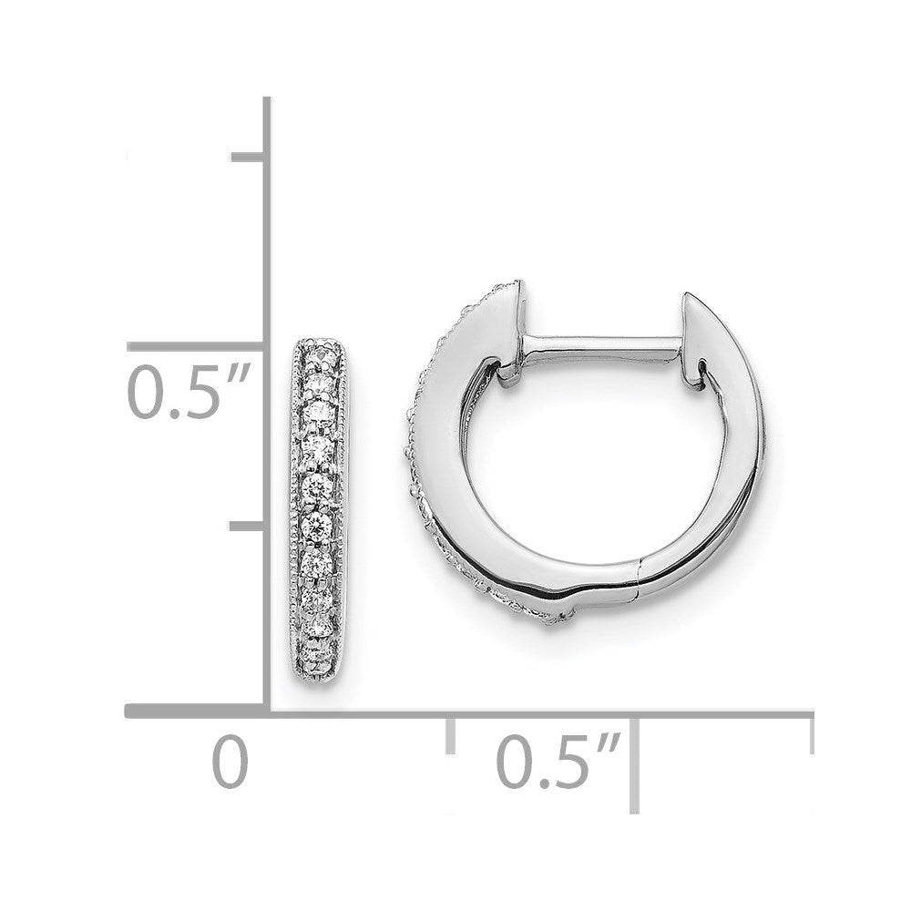 14k White Gold Diamond Hinged Hoop Earrings