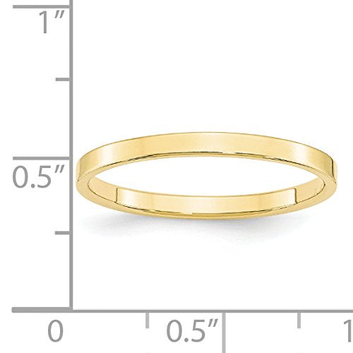 10k Yellow Gold 2mm Lightweight Flat Wedding Band Size 11