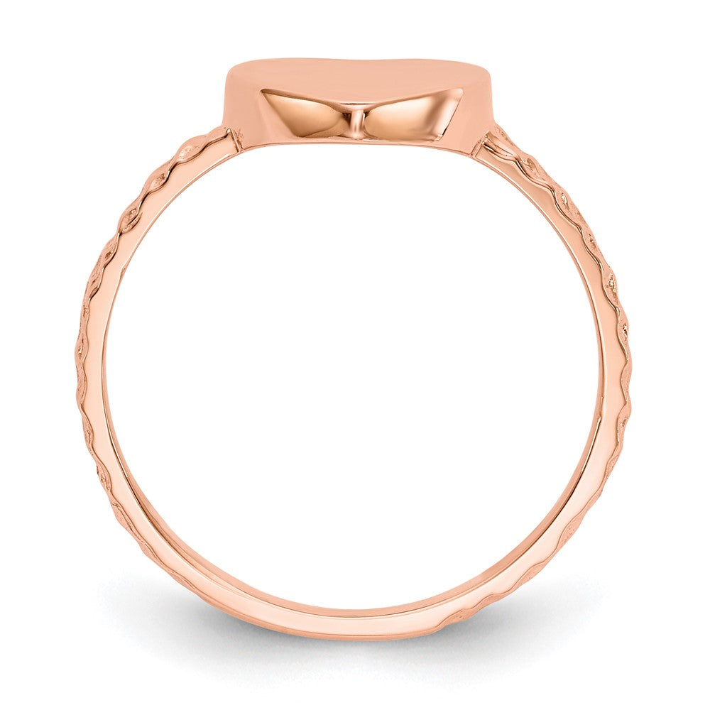 14k Rose Gold Polished Textured Heart Ring Size 7