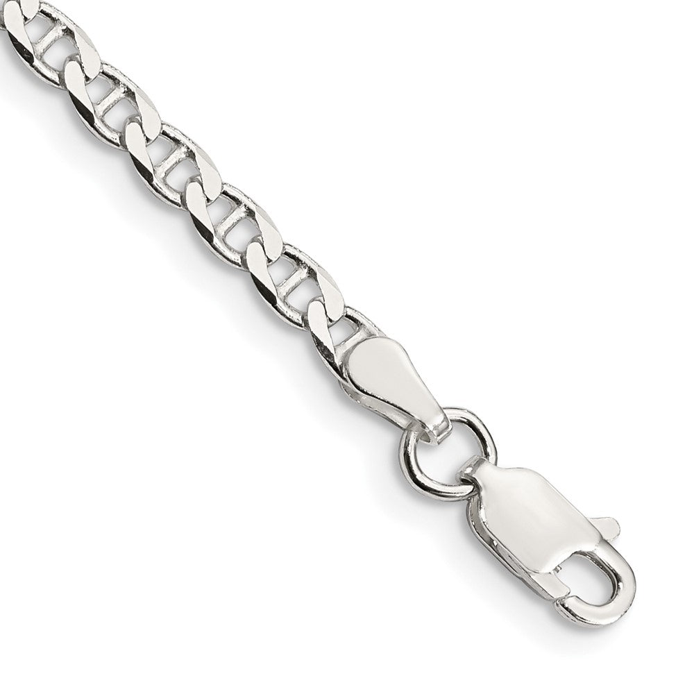 Sterling Silver 3.15mm D/C Flat Anchor Curb Chain Anklet 9 inches