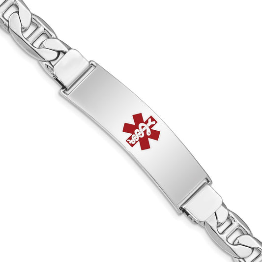 Sterling Silver Rhodium-plated Medical ID Anchor Link Bracelet 8 inches