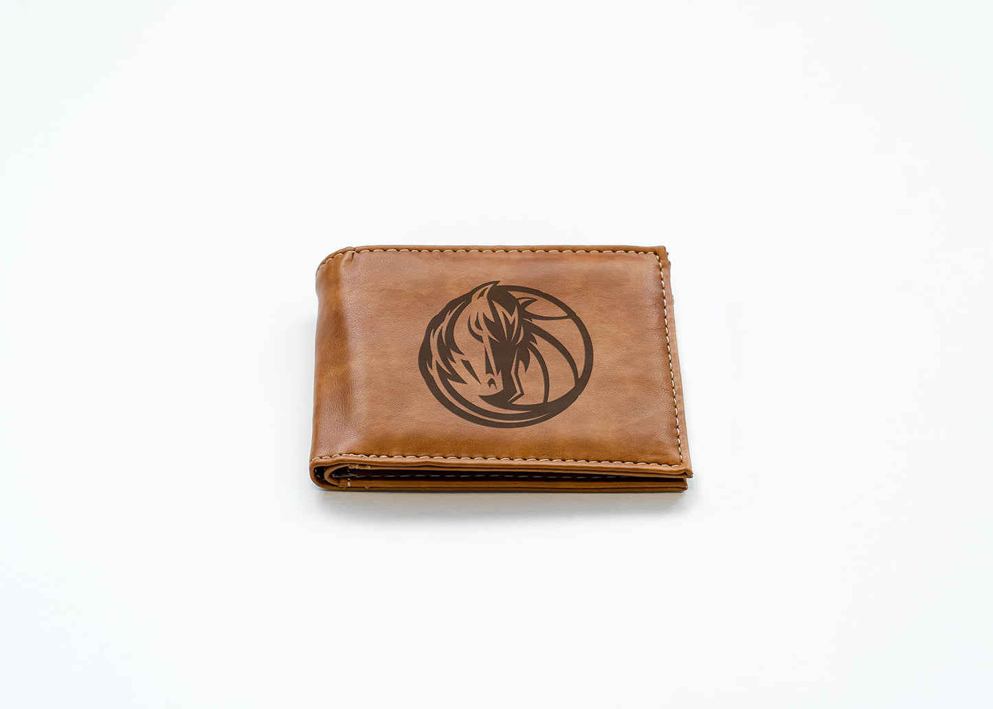 Dallas Mavs Mavericks NBA Laser Engraved Brown Billfold Wallet