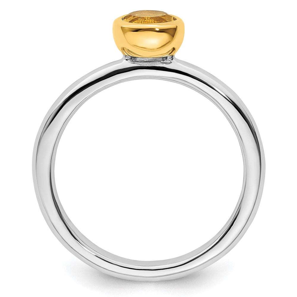 Sterling Silver Stackable Expressions w/Gold-plate Citrine Ring Size -6