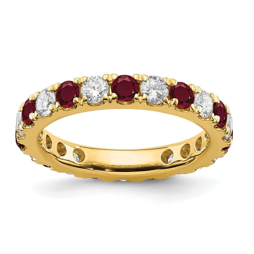 14k 1 1/5 carat Lab Grown Diamond VS/SI+ G+ and Lab Created Ruby Size 8 Eternity Band