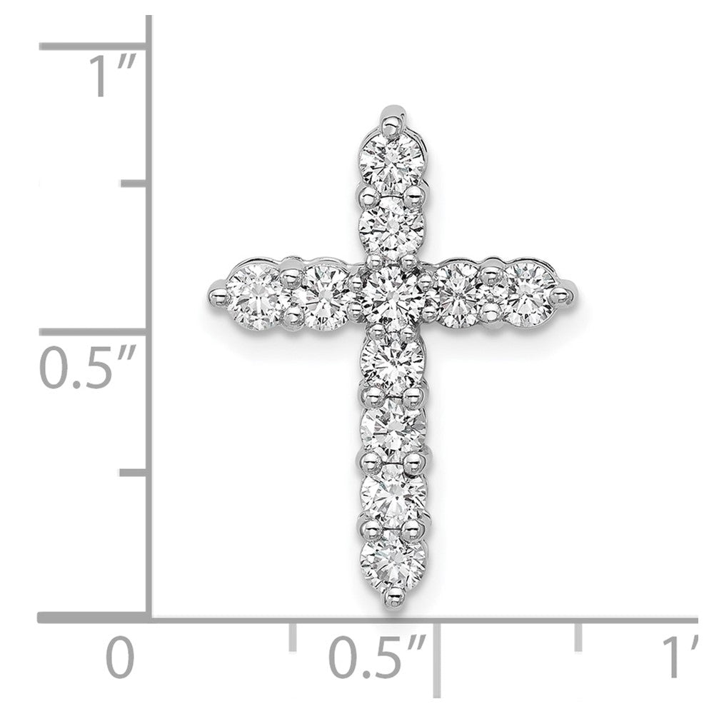 14k White Gold 1 carat Lab Grown Diamond VS/SI+ G+ Cross Chain Slide Pendant