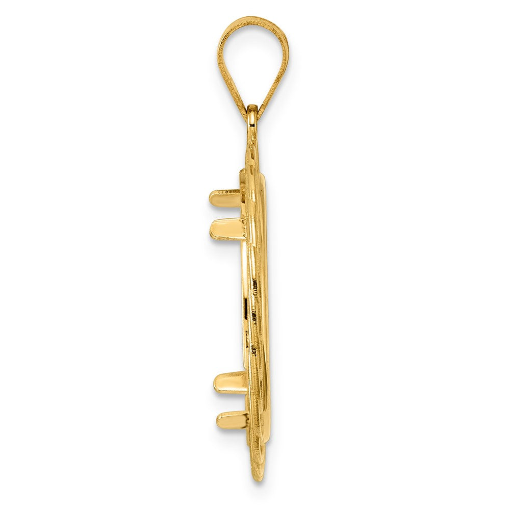 14k Polished Triple Loop with 18.0mm Prong Coin Bezel Pendant
