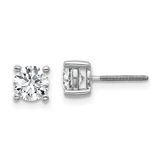 14k White Gold 1 ctw Lab Grown Diamond VS+ F+ Round 4 Prong Heavy Wt. Screwback Stud Earrings