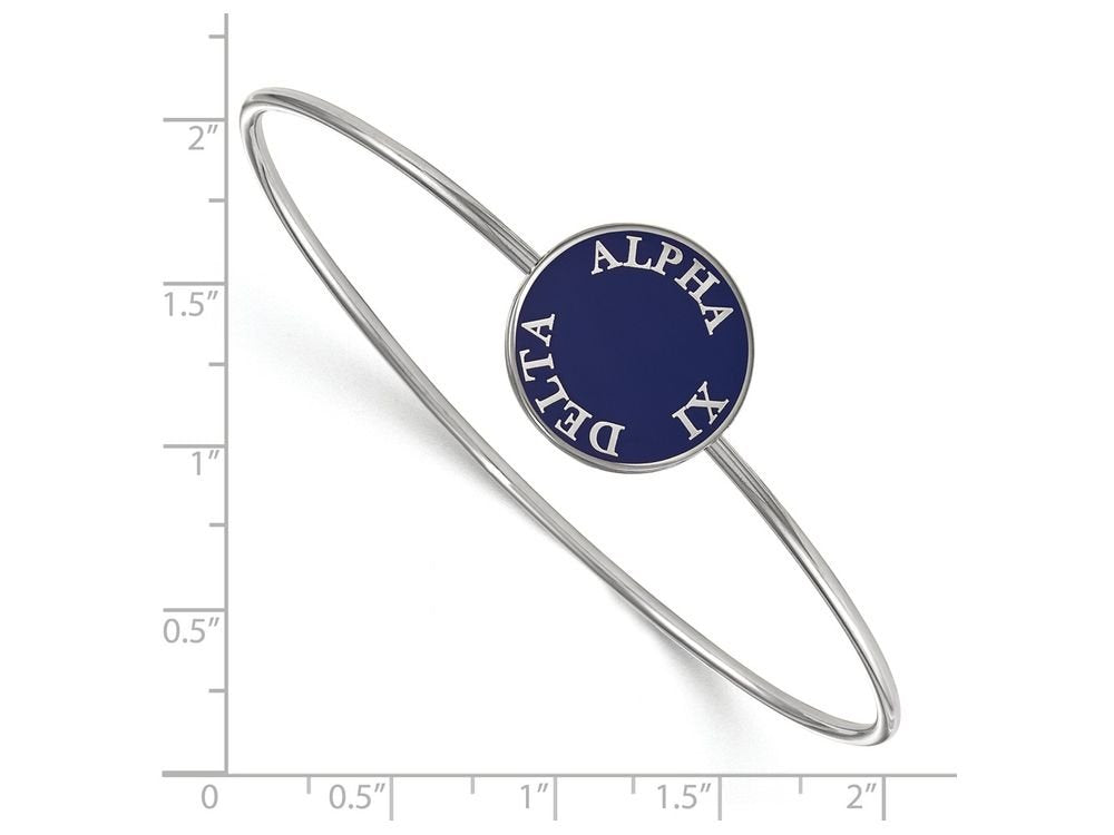 Sterling Silver Official Licensed Greek Sororities 7in Alpha Xi Delta (???) Enameled Slip-on Bangle