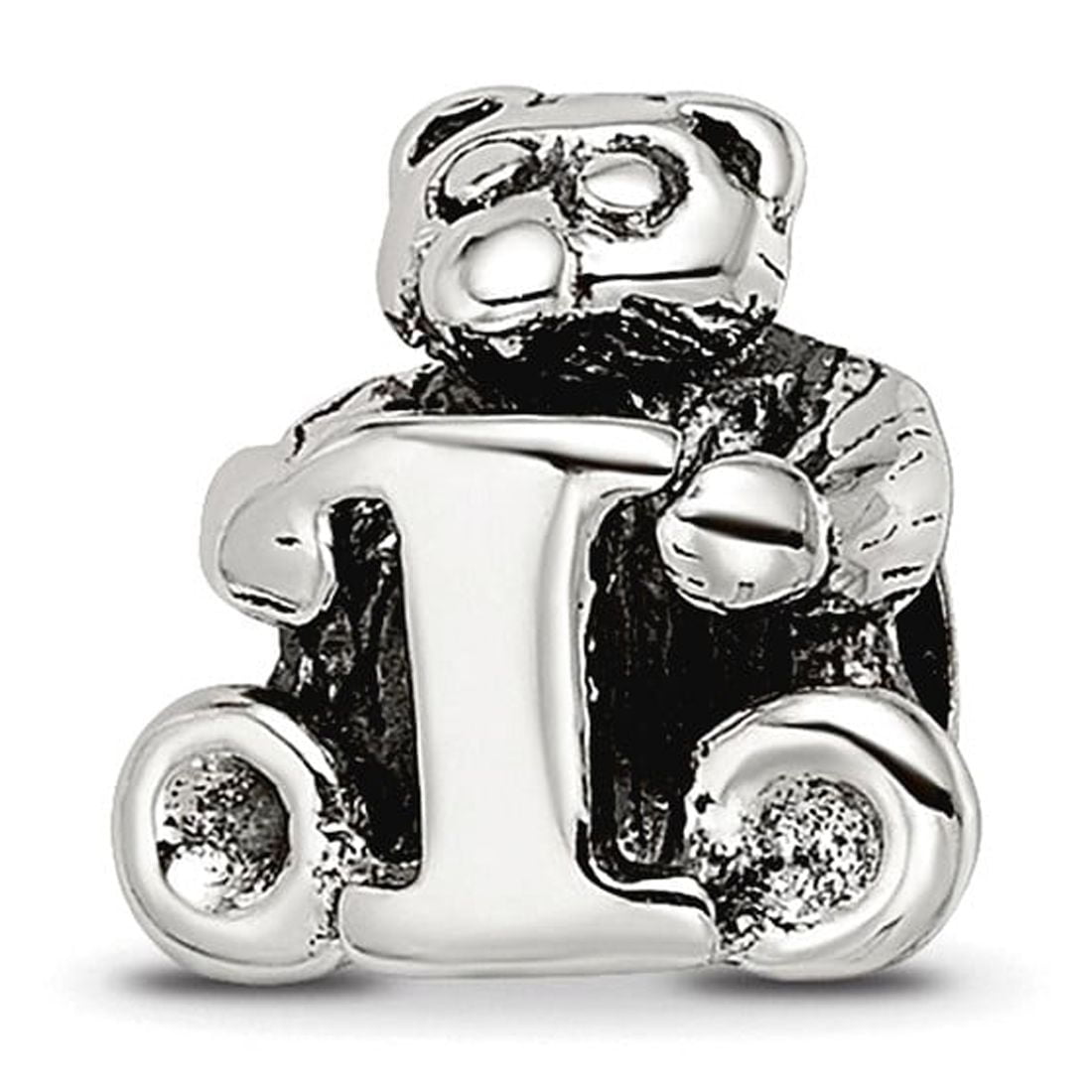 925 Sterling Silver Artisan Oxidized Reflections Teen Letter Name Personalized Monogram Initial I Bead Charm Pendant Nec