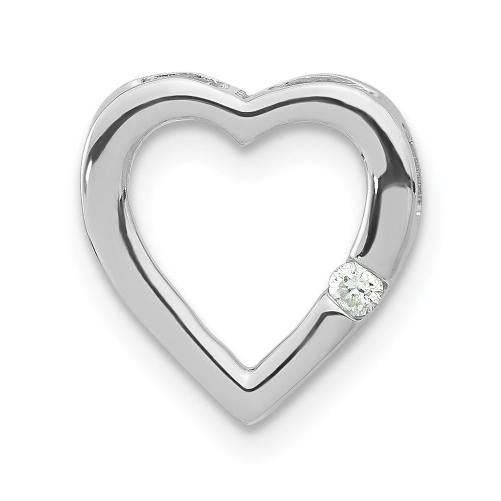 Sterling Silver Polished Diamond Heart Chain Slide