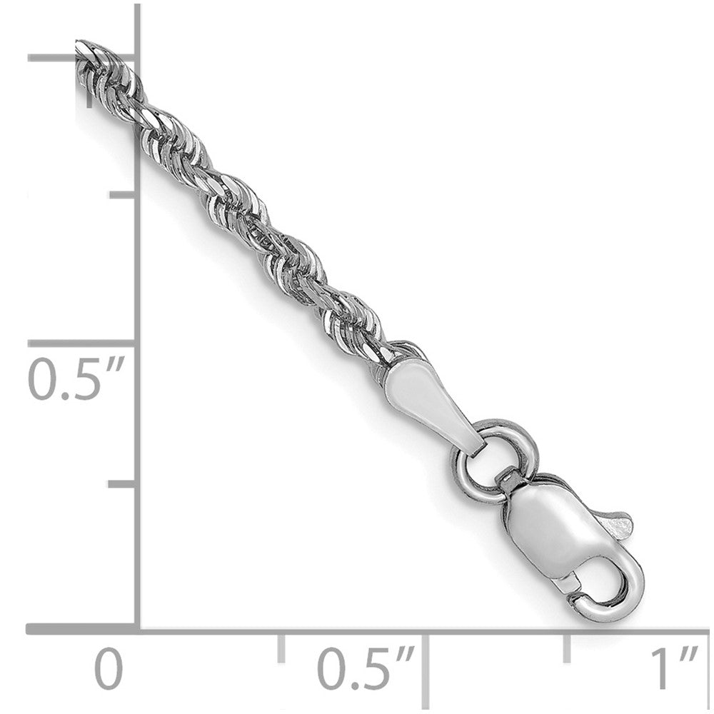 14K White Gold 2.5mm Diamond-Cut Rope Chain 7  inches