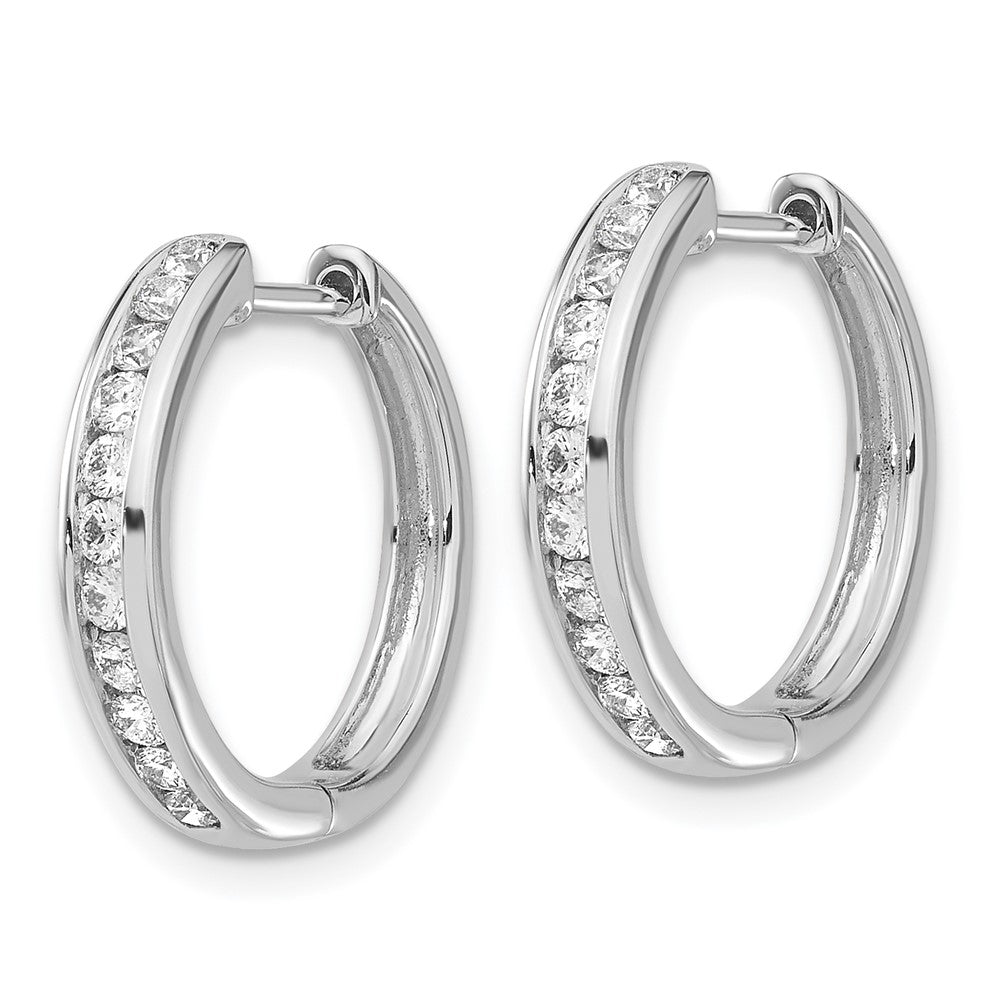 14k White Gold 1/2 carat Lab Grown Diamond VS/SI+ G+ Complete Hinged Hoop Earrings