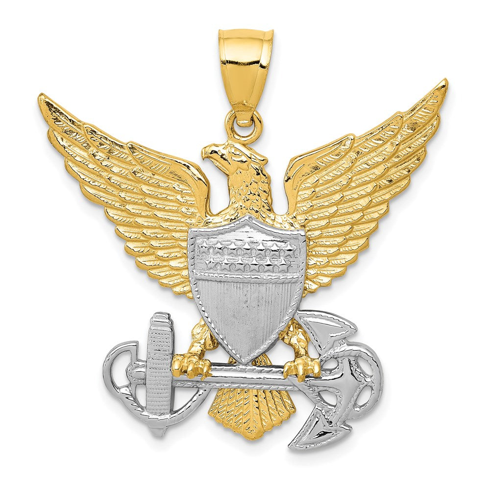 14K Two-tone US Navy Eagle Pendant