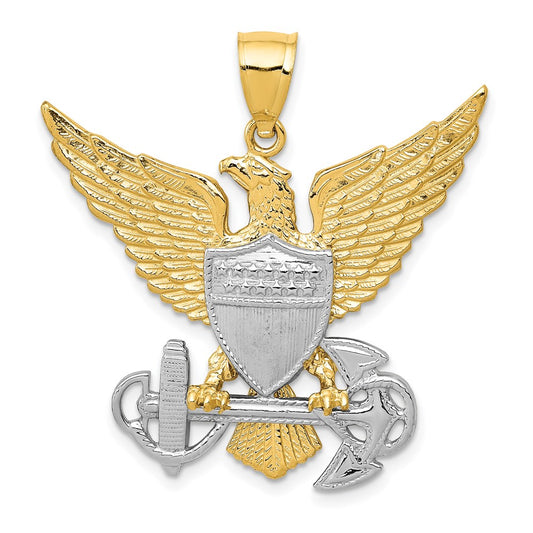 14K Two-tone US Navy Eagle Pendant