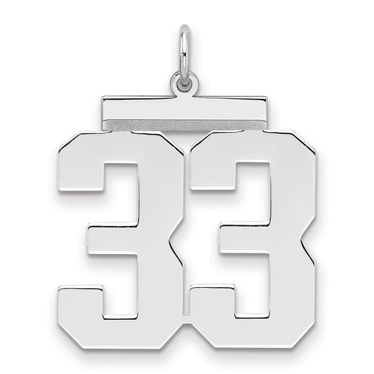 Sterling Silver/Rhodium-plated Polished Number 33 Charm