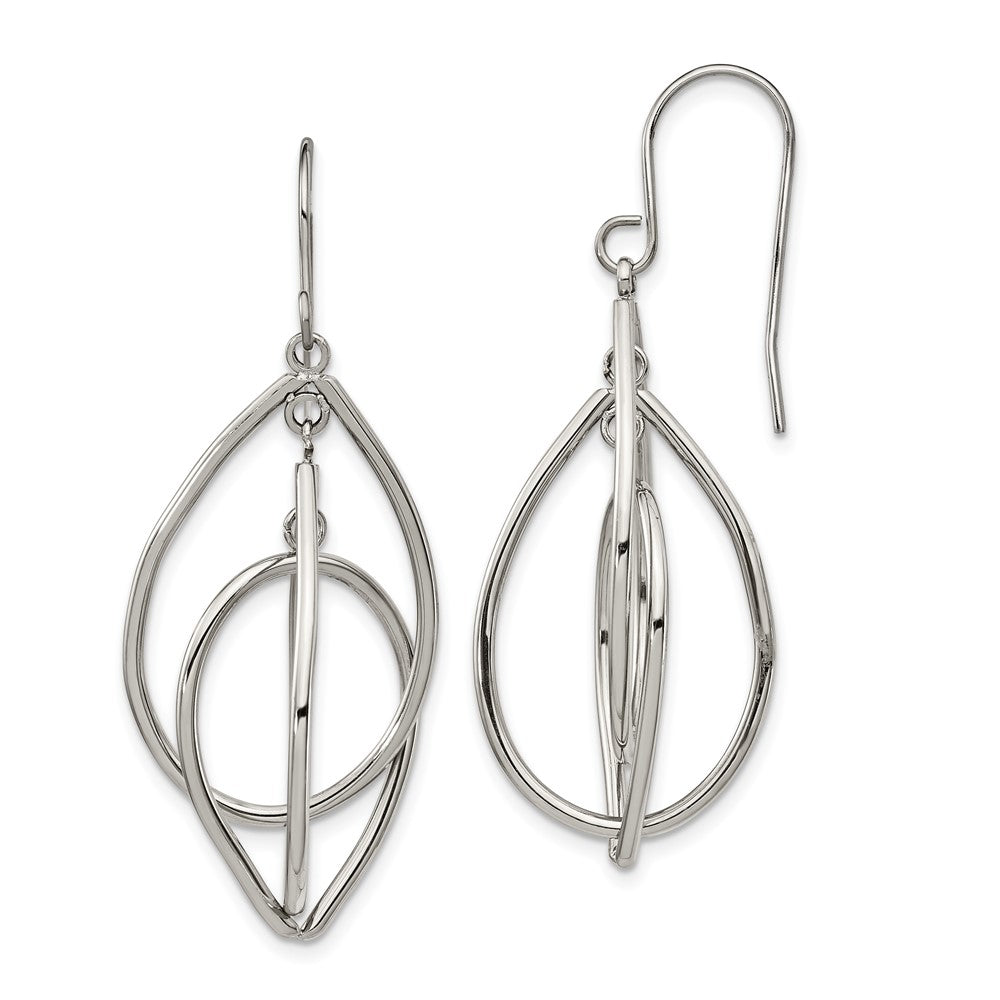 Stainless Steel Polished Dangle Shepherd Hook Earrings