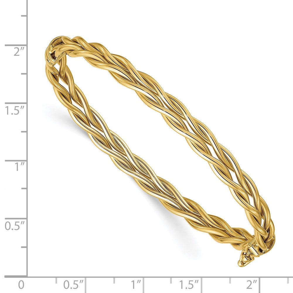 14K Polished Weaved Hinged Bangle 7  inches