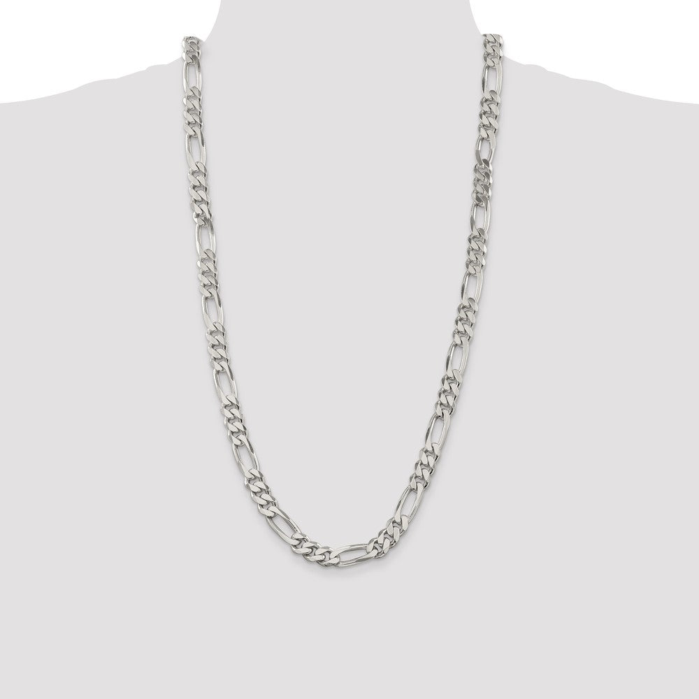 Sterling Silver 9mm Figaro Chain 28 Inches