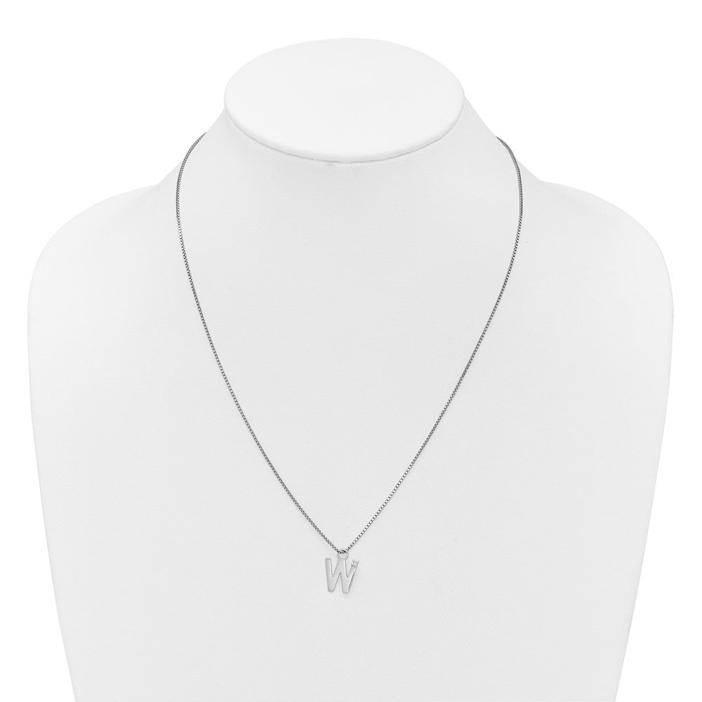 White Ice Sterling Silver Rhodium-plated 18 inch Diamond Letter W Initial Necklace plus 2 inch Extender 18 Inches