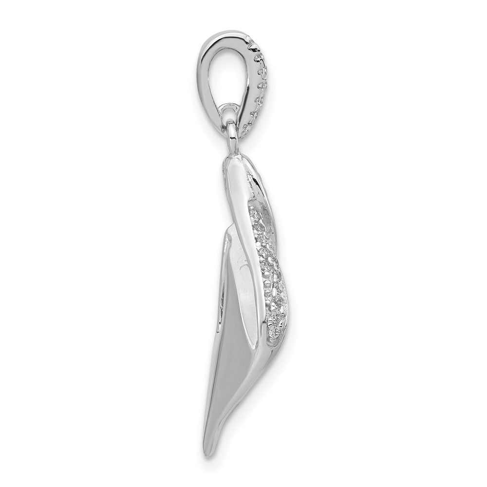 Sterling Silver Polished & Satin White & Blue CZ Pendant
