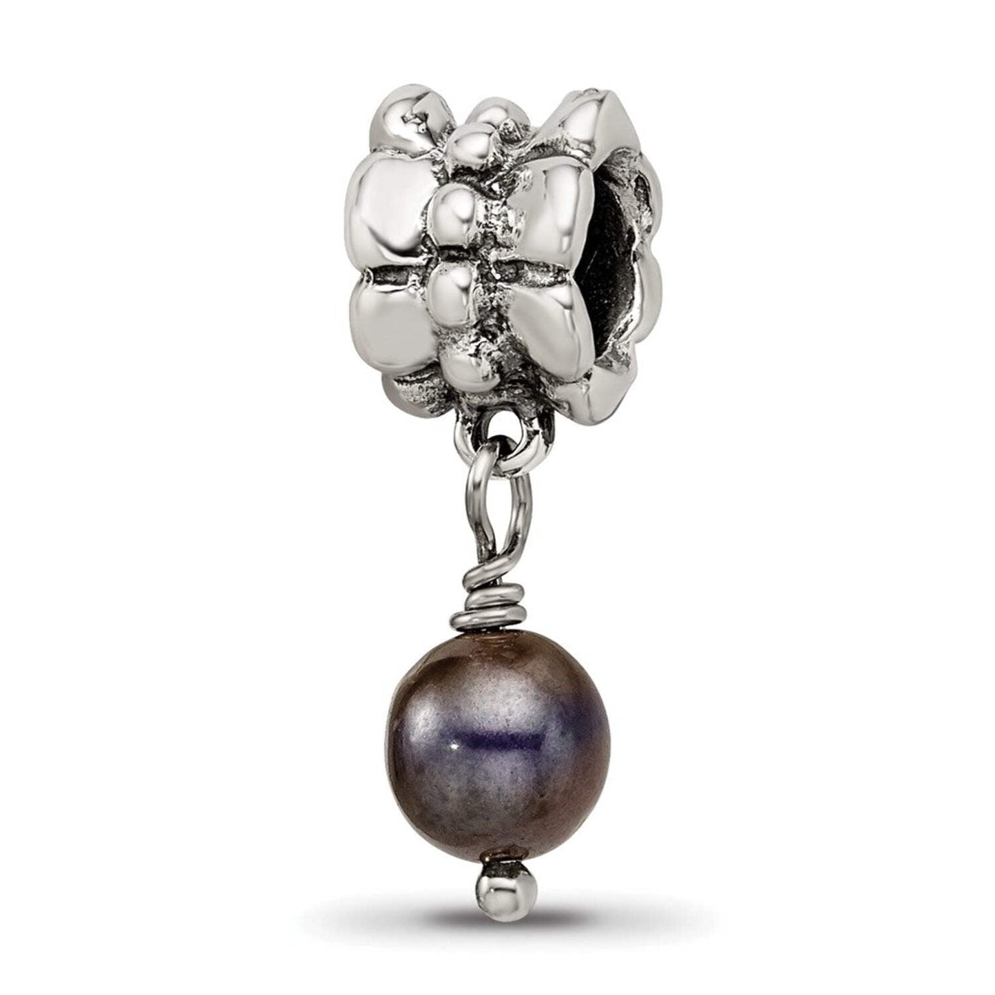Reflection Beads QRS1104 Sterling Silver Grey Freshwater Cultured Pearl Dangle Bead